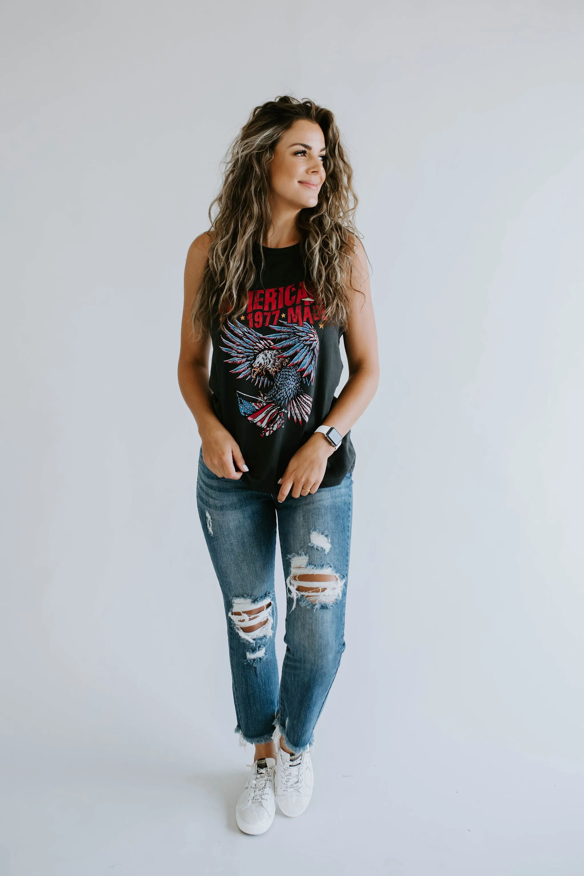 American Made Distressed Graphic Tank