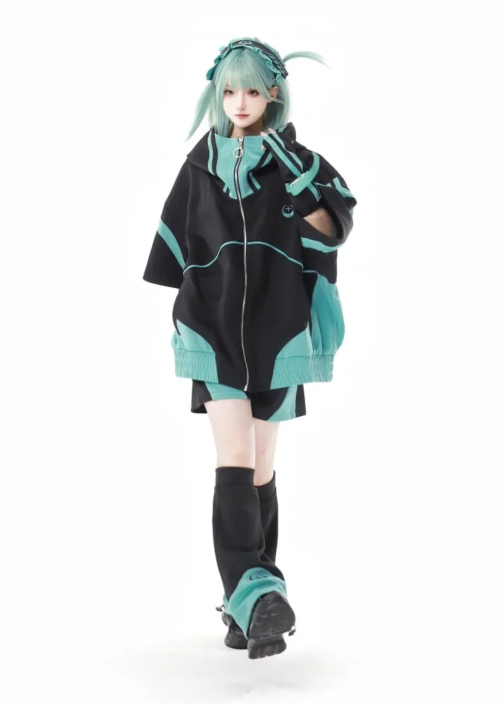 Black&Green Jirai Kei Sport Shorts