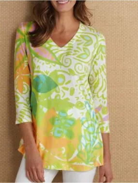 Fashion Squandering Three-quarter Sleeve Print All-match V-neck T-shirt