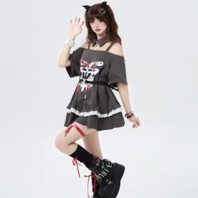 Japanese Sweet Girl Style Off-Shoulder Lace T-shirt