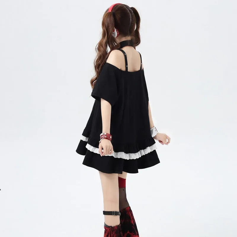 Japanese Sweet Girl Style Off-Shoulder Lace T-shirt