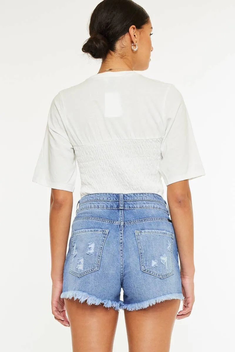 Kan Can HIGH RISE MOM DENIM SHORTS