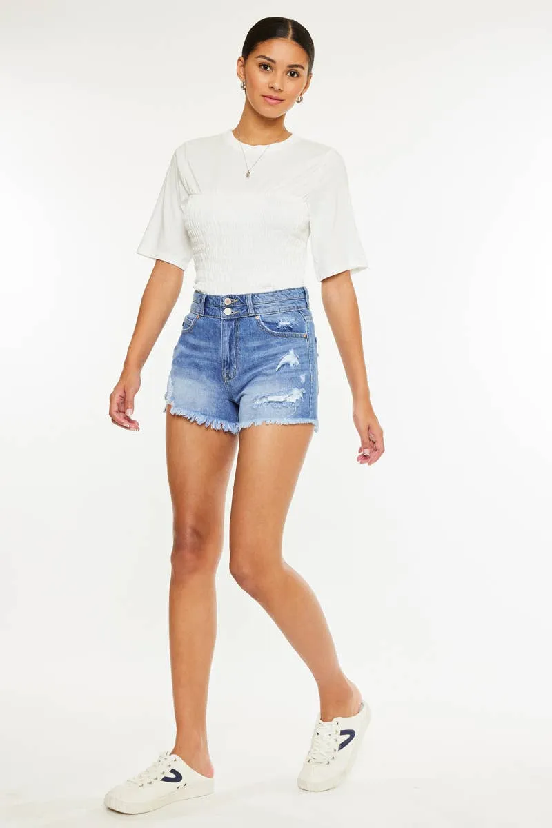 Kan Can HIGH RISE MOM DENIM SHORTS