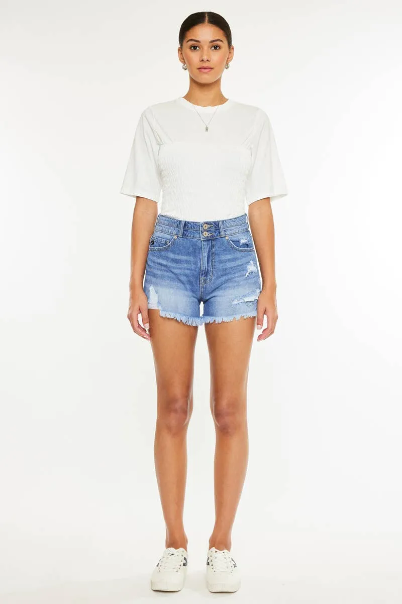 Kan Can HIGH RISE MOM DENIM SHORTS
