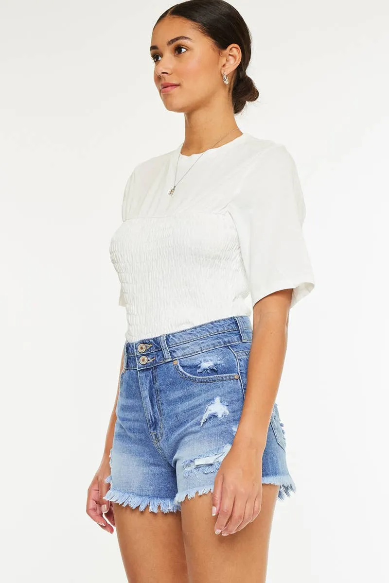 Kan Can HIGH RISE MOM DENIM SHORTS