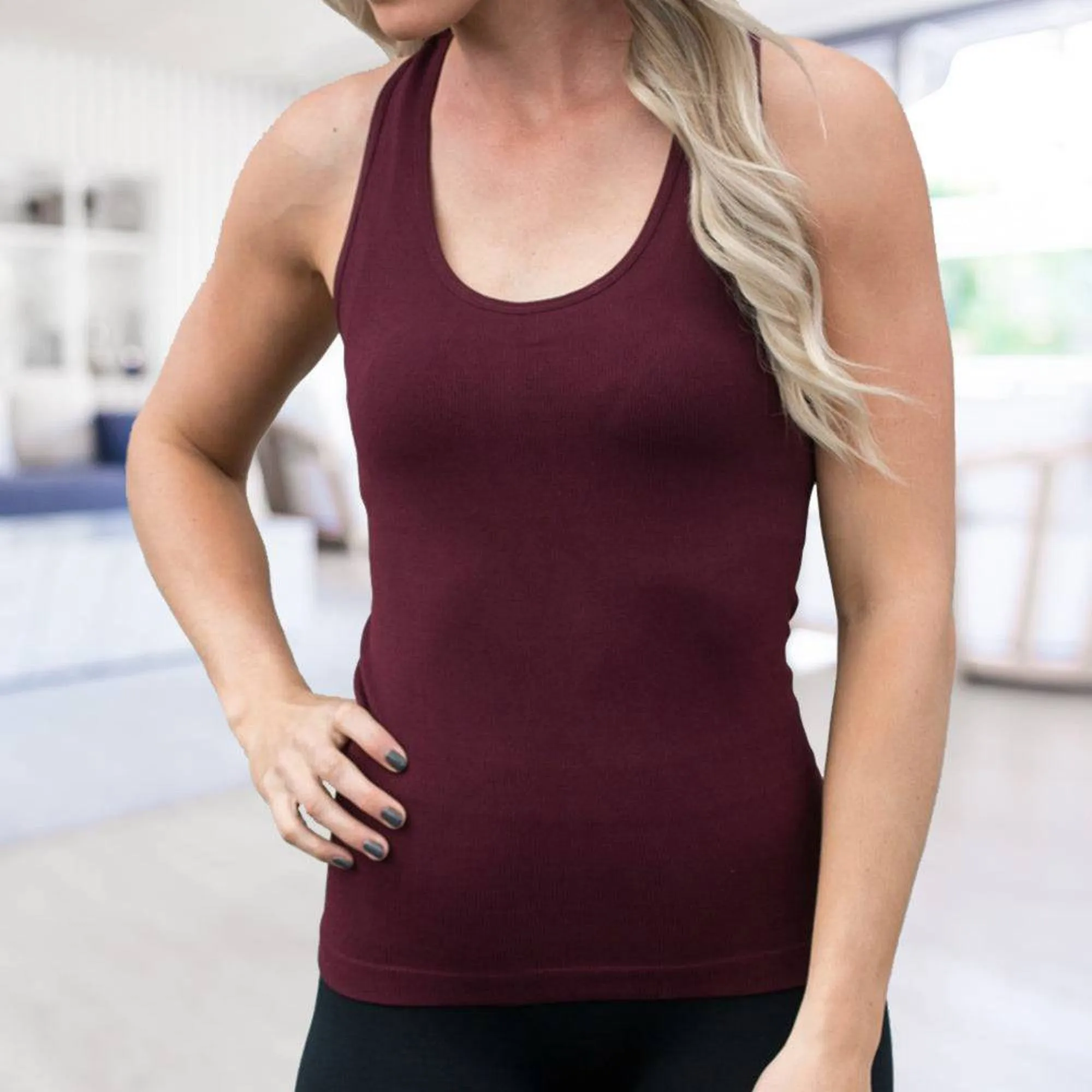Mid-Length Racerback Tank | Ribbed