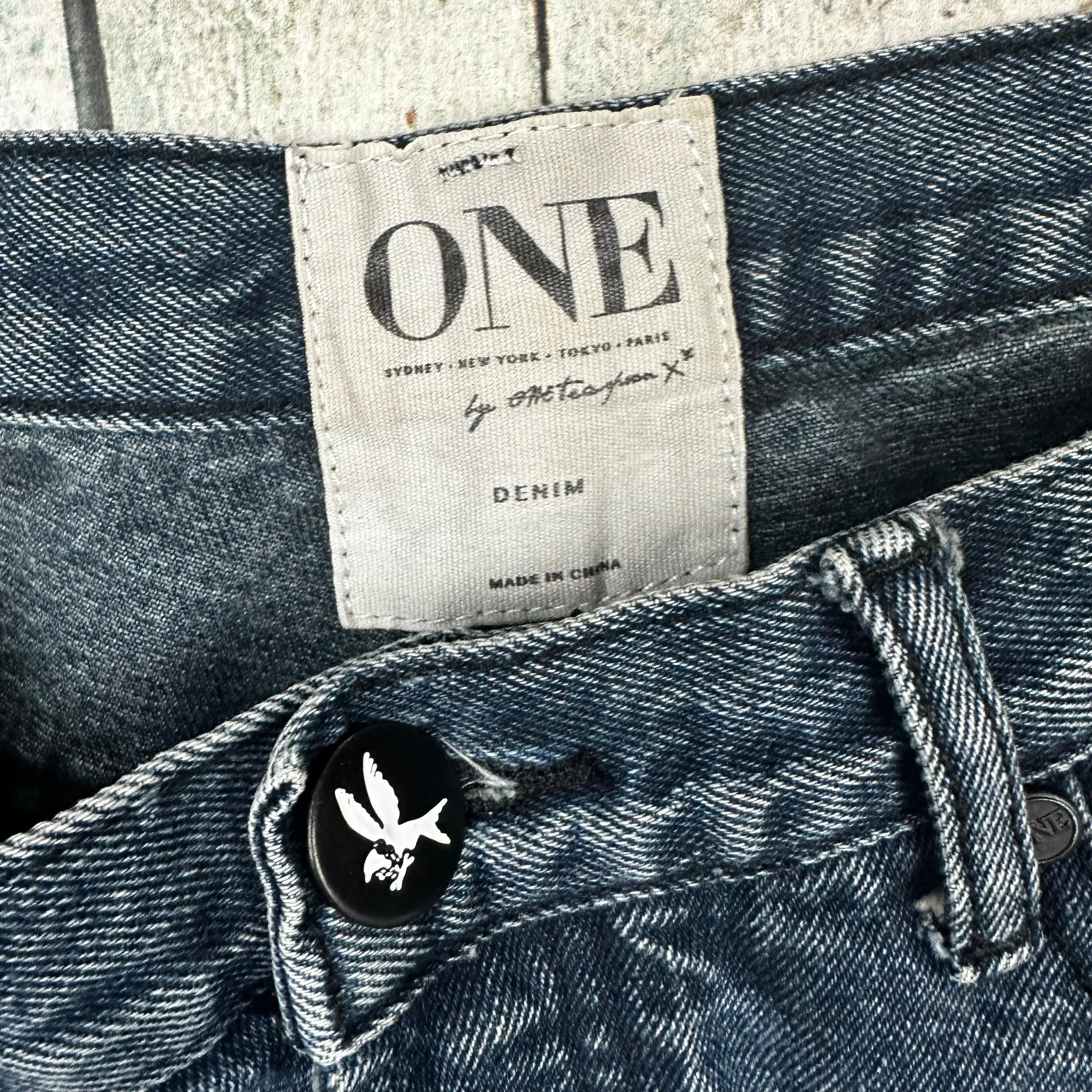 One Teaspoon 'Bandits' Rolled Cuff Denim Shorts  - Size 27"