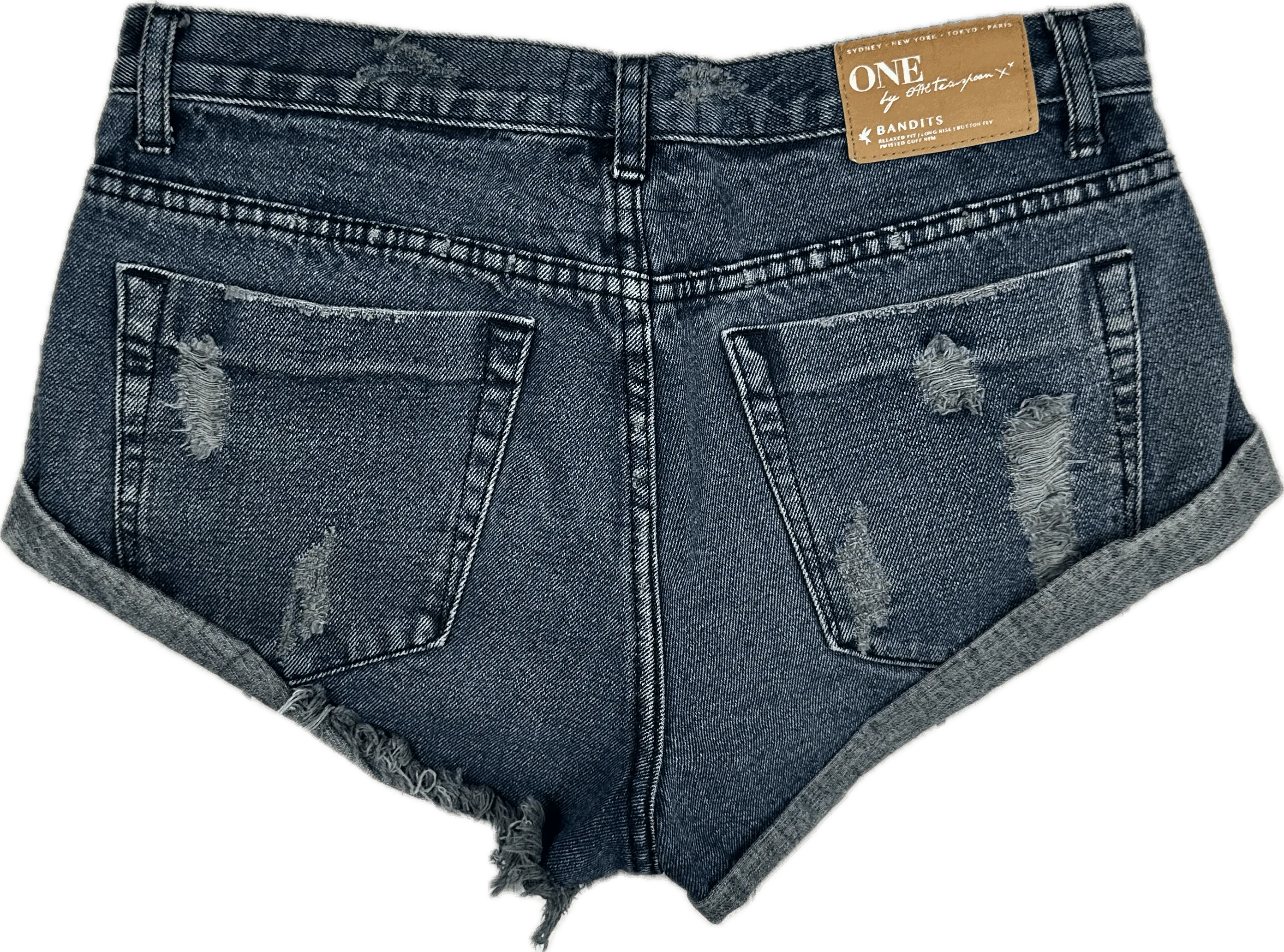 One Teaspoon 'Bandits' Rolled Cuff Denim Shorts  - Size 27"