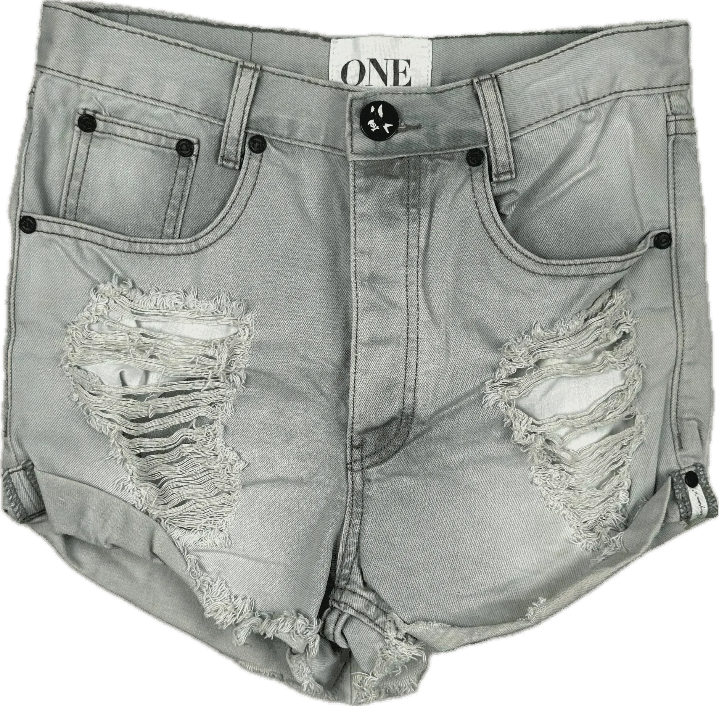 One Teaspoon 'Outlaws' Destroyed Denim Shorts  - Size 24