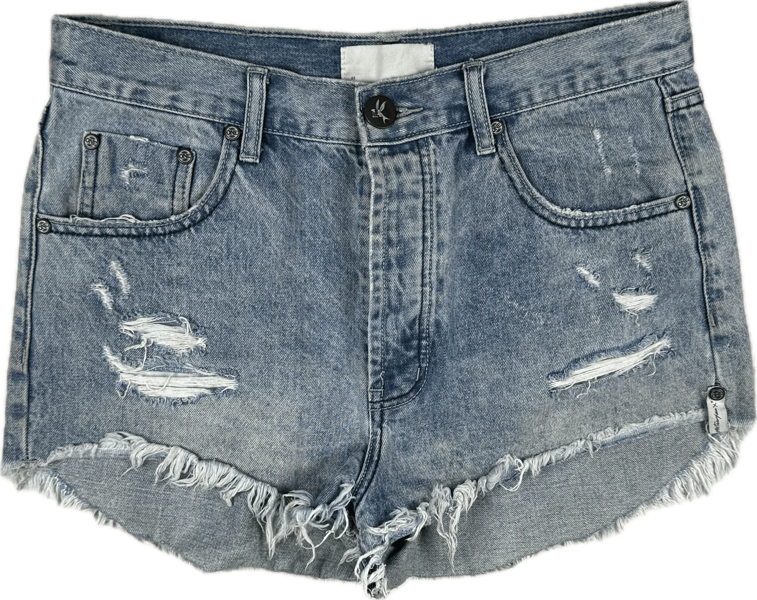 One Teaspoon 'Outlaws' Destroyed Denim Shorts  - Size 28