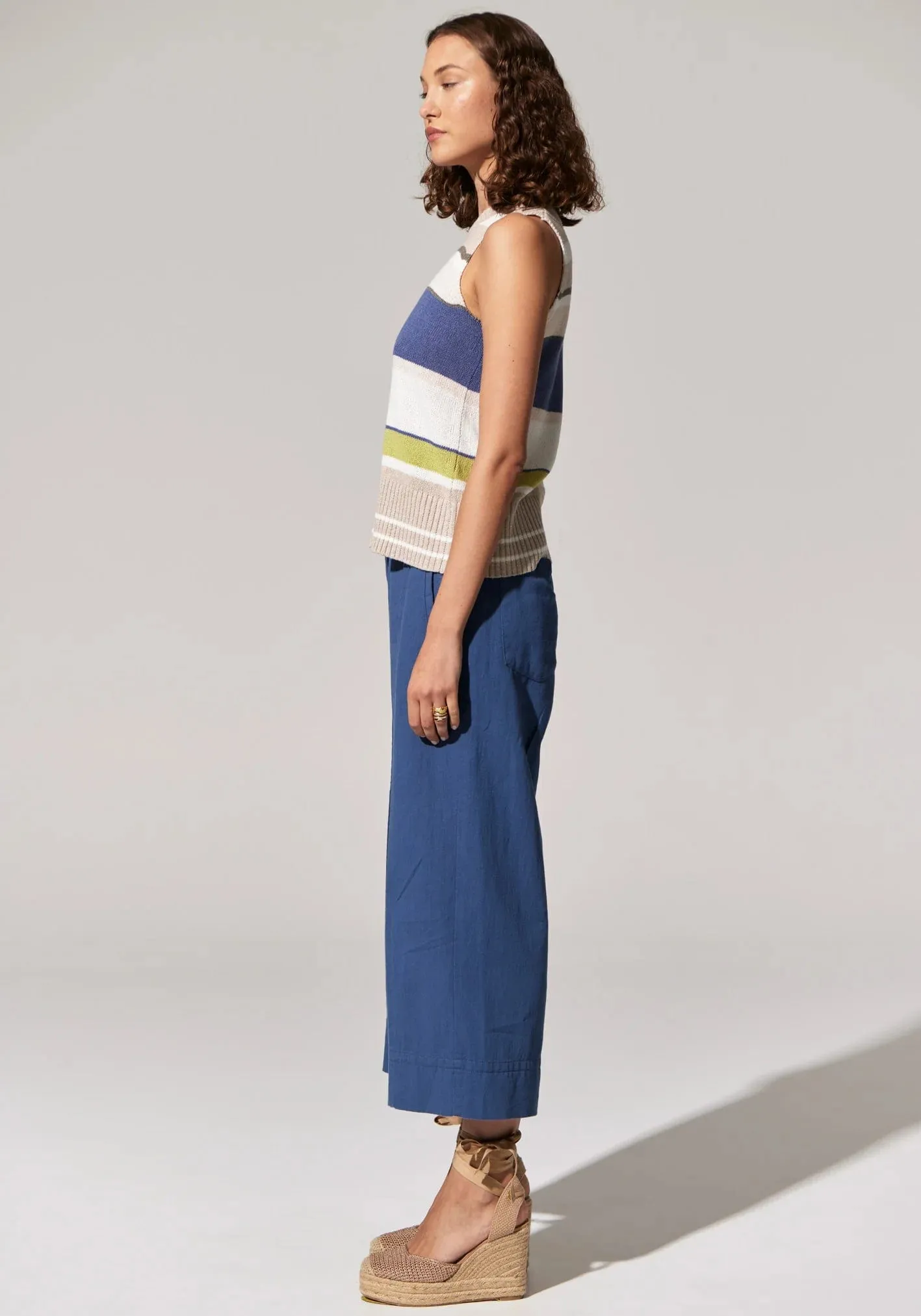 Pol Clothing Estel Stripe Knit Tank Blue Multi