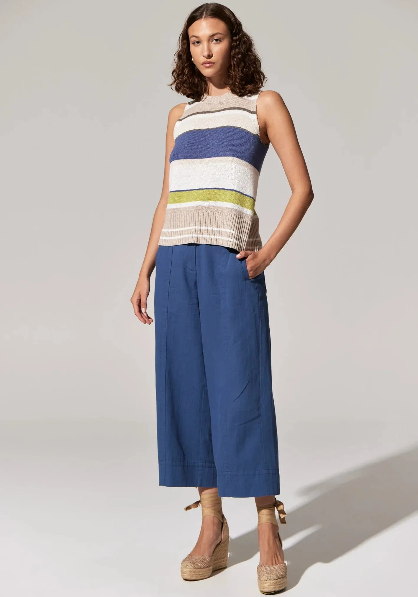 Pol Clothing Estel Stripe Knit Tank Blue Multi