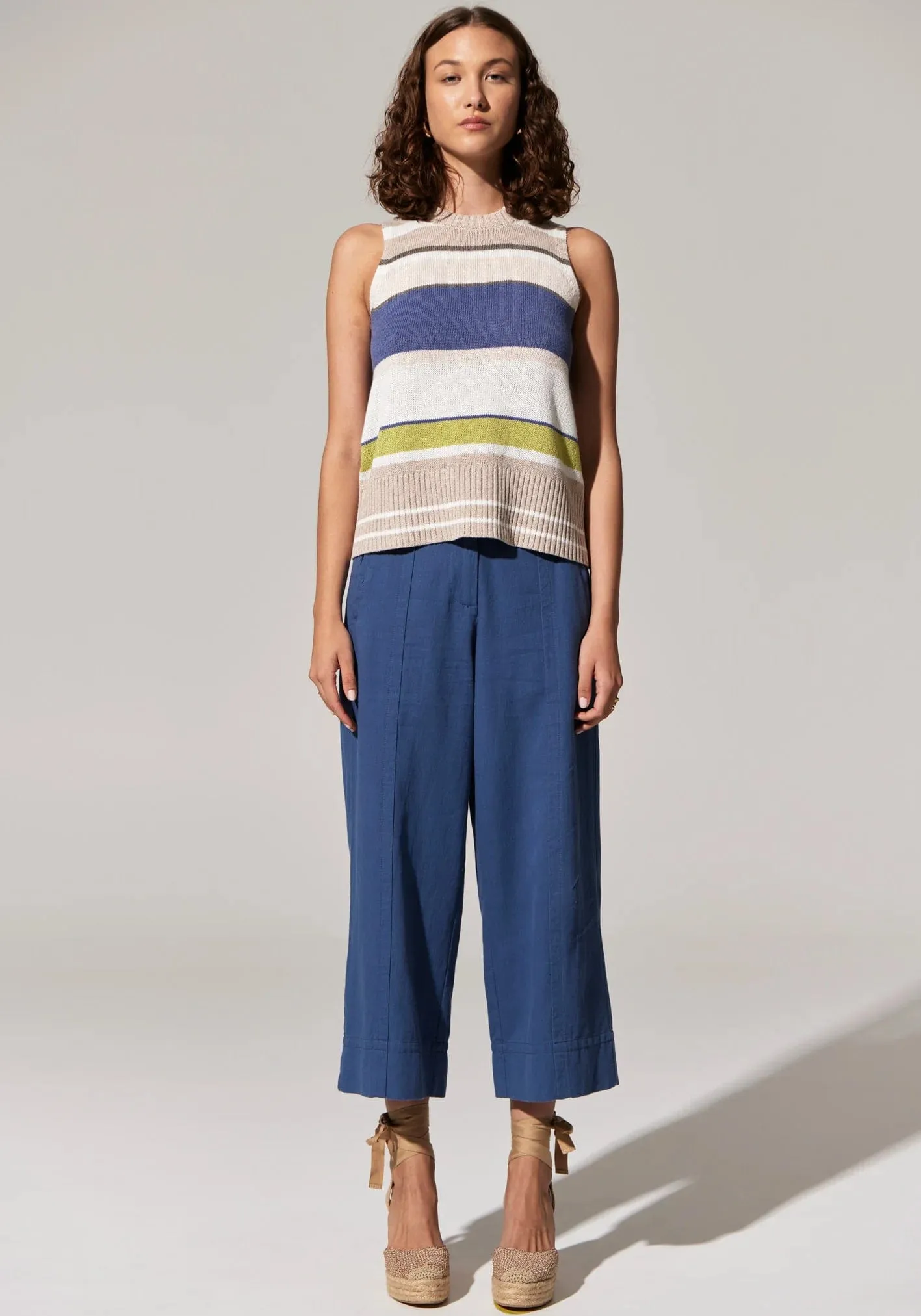 Pol Clothing Estel Stripe Knit Tank Blue Multi