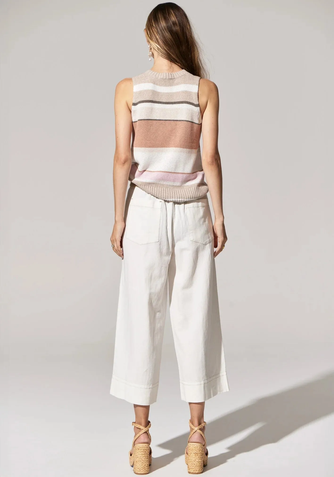 Pol Clothing Estel Stripe Knit Tank Pink Multi