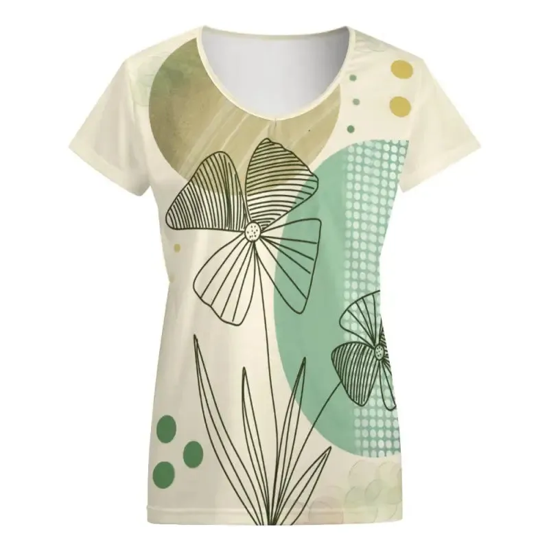 Relax in Comfort with Our Bohemian Floral Print V-Neck Tee