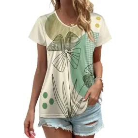 Relax in Comfort with Our Bohemian Floral Print V-Neck Tee
