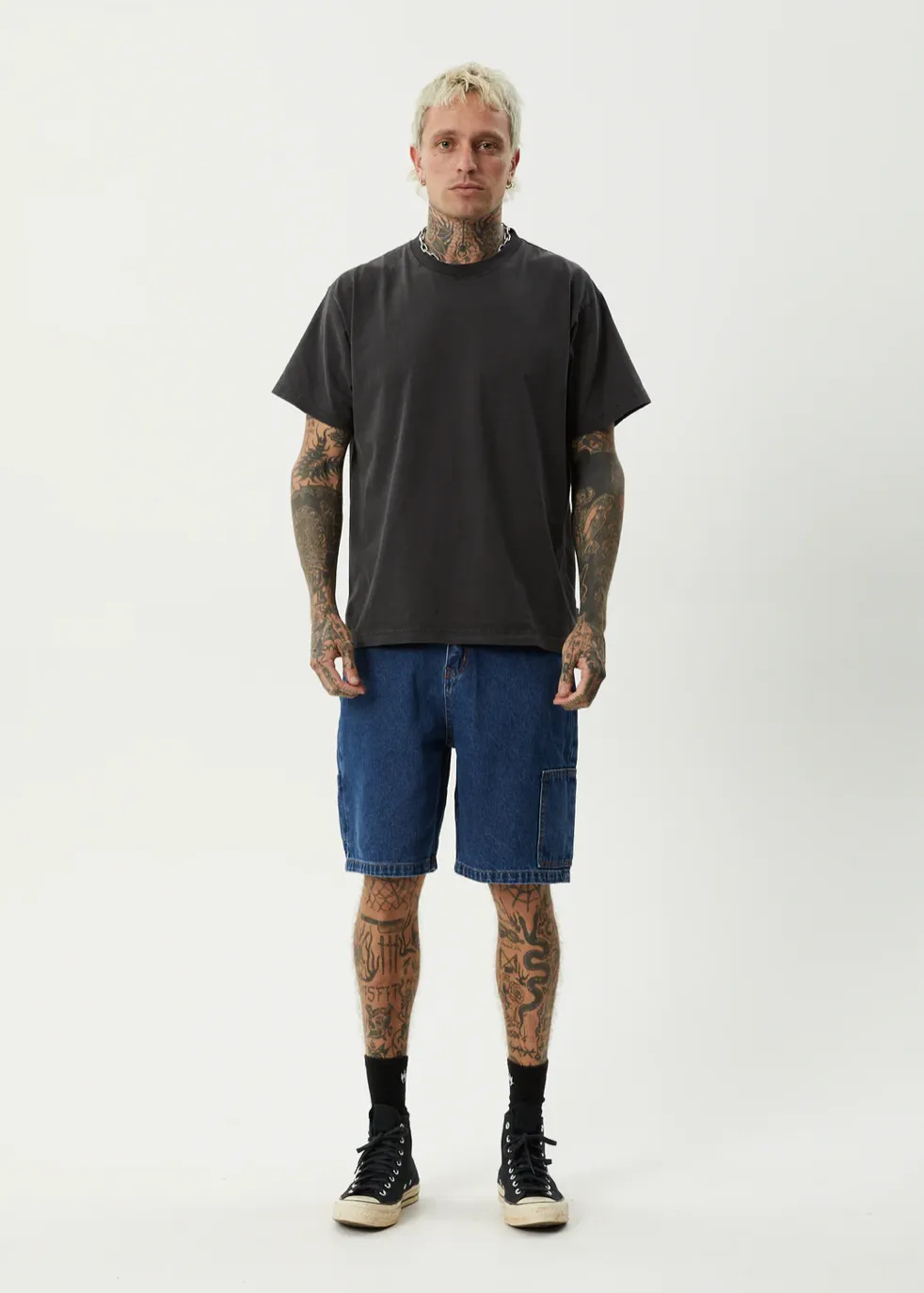 SCORCHED HARPER - BAGGY FIT CARPENTER SHORT 22 INCH  | AUTHENTIC BLUE