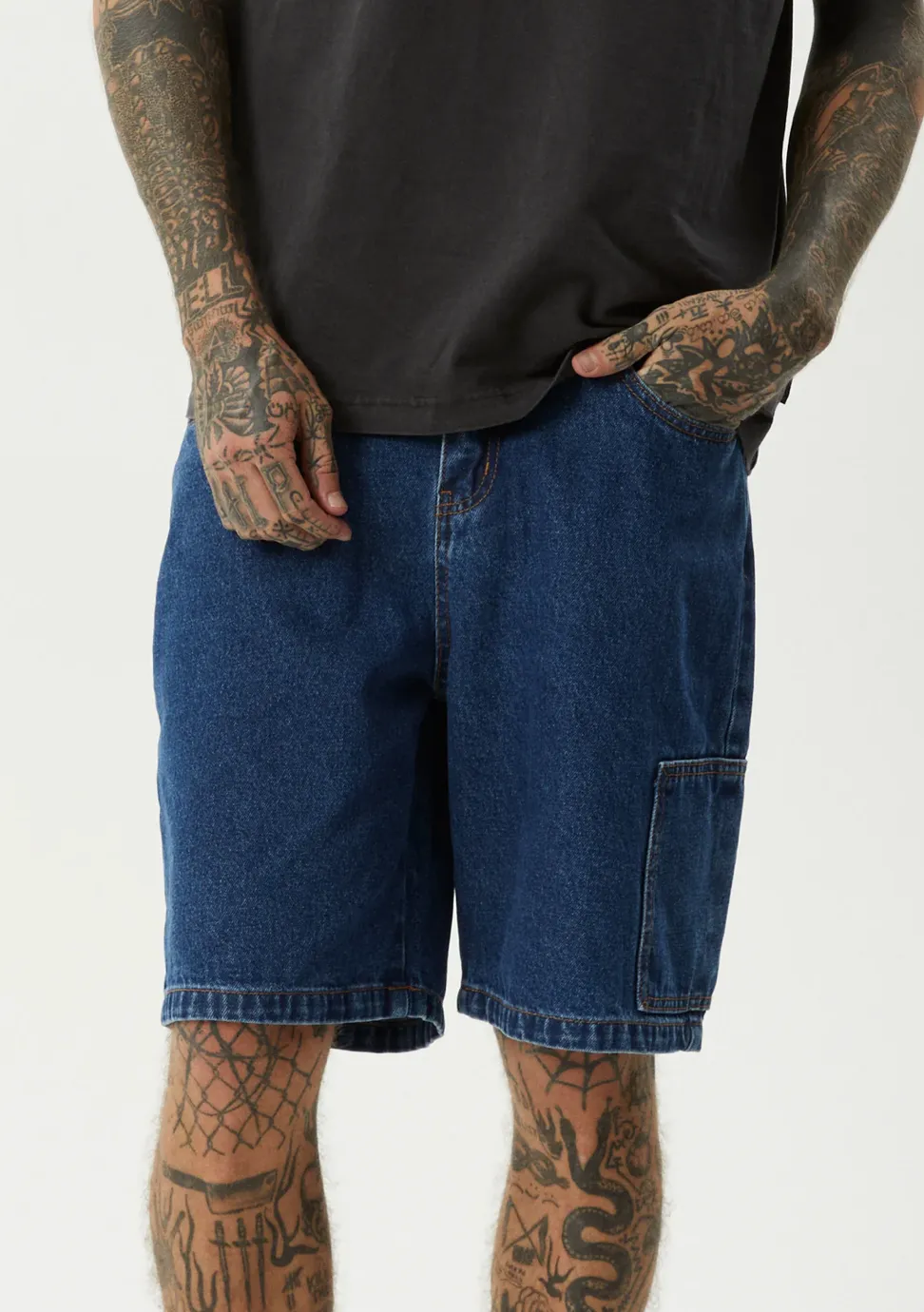 SCORCHED HARPER - BAGGY FIT CARPENTER SHORT 22 INCH  | AUTHENTIC BLUE